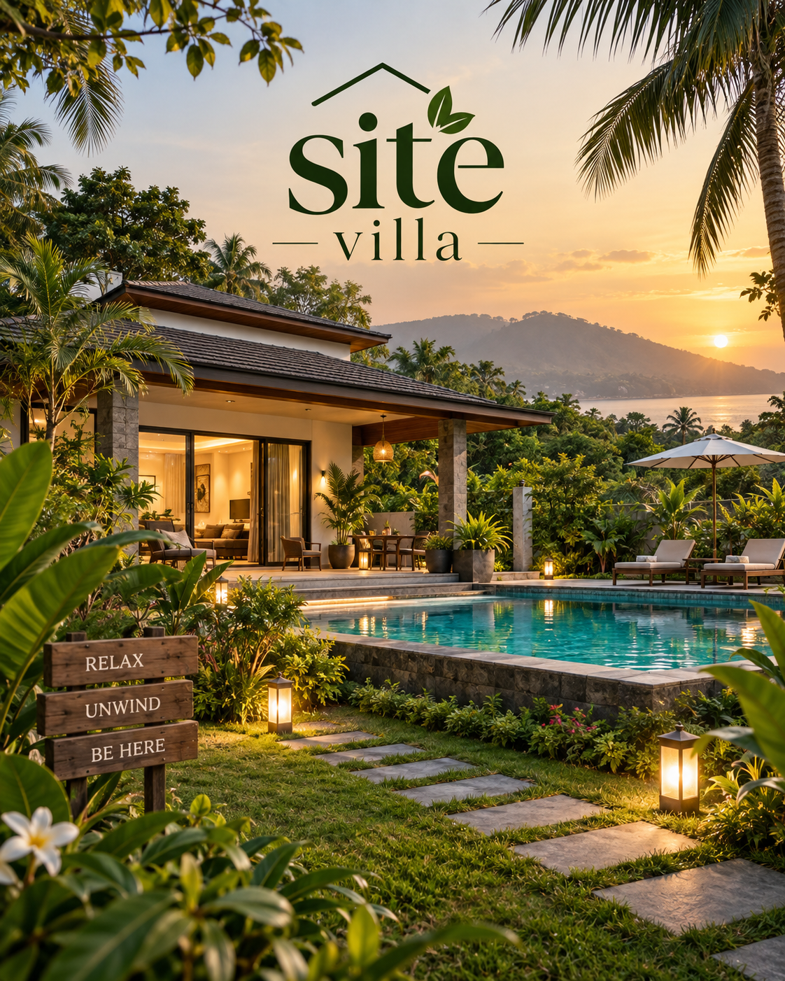 Site Villa image with villa and nature backgroung